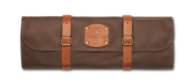 Knife leather bag choco for 5 pieces 