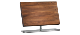 Magnetic Knife stand, solid walnut, with stainless steel pedestal 